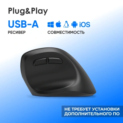 Мышь Оклик 688MW ERGO черный оптическая 2400dpi silent беспров. BT/Radio USB 6but (2070320)