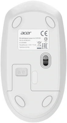 Мышь Acer OMR408 белый оптическая 1600dpi беспров. USB для ноутбука 4but (ZL.MCEEE.02Y)