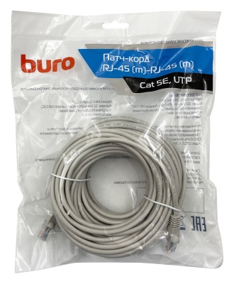 Патч-корд Buro UTP-5E-20M-G UTP 4 пары cat.5E CCA molded 20м серый RJ-45 (m)-RJ-45 (m)