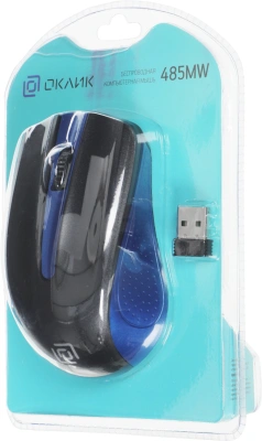 Мышь Оклик 485MW черный/синий оптическая 1200dpi беспров. USB для ноутбука 3but (997826)