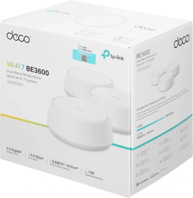 Бесшовный Mesh роутер TP-Link Deco BE25 (DECO BE25(3-PACK)) BE3600 100/1000/2500BASE-T белый (упак.:3шт)