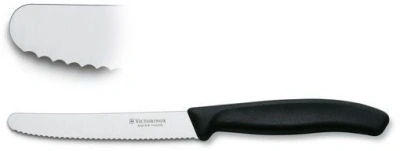 Нож кухонный Victorinox Swiss Classic (6.7833) стальной столовый лезв.110мм серрейт. заточка черный