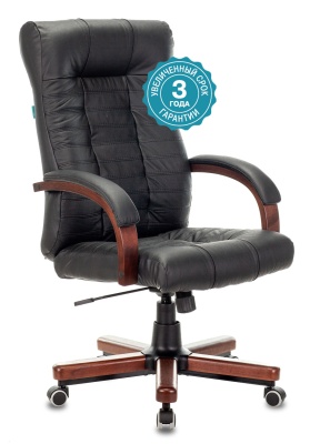 Кресло руководителя Бюрократ KB-10WALNUT черный кожа крестов. металл/дерево
