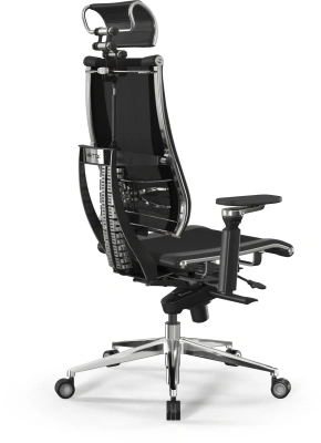 Кресло руководителя Метта Yoga 4DF B2-14D - YM93+Infinity черный сет./ткань/экокожа с подголов. крестов. алюминий хром