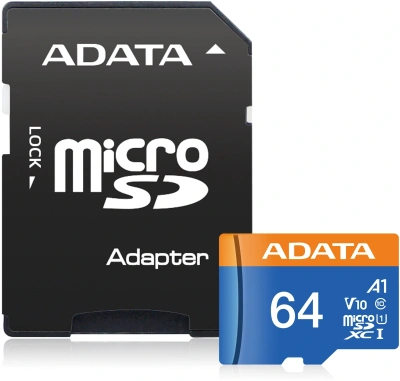 Флеш карта microSDXC 64GB A-Data AUSDX64GUICL10A1-RA1 Premier + adapter