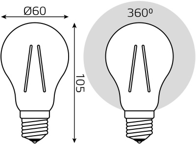 Лампа филам. Gauss Filament A60 6Вт цок.:E27 груша 220B св.свеч.бел.нейт. (упак.:1шт) (102802206)