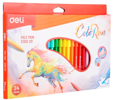 Фломастеры Deli EC10020 ColoRun Вентилируемый 24цв. коробка с европодвесом