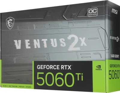 Видеокарта MSI PCI-E 5.0 RTX 5060 TI 16G VENTUS 2X OC PLUS NVIDIA GeForce RTX 5060TI 16Gb 128bit GDDR7 2617/28000 HDMIx1 DPx3 HDCP Ret