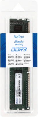 Память DDR3 4GB 1600MHz Netac NTBSD3P16SP-04 Basic RTL PC3-12800 CL11 DIMM 240-pin 1.5В dual rank Ret