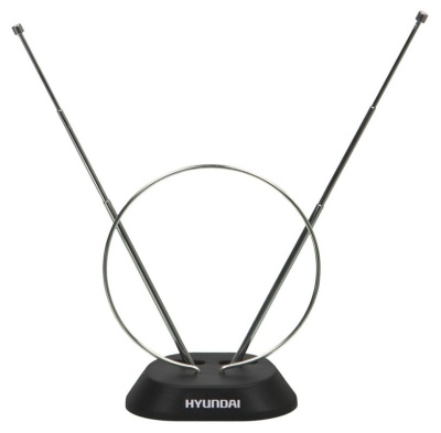 Антенна телевизионная Hyundai H-TAI100 3дБ пассивная черный каб.:1.35м