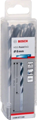 Набор сверл Bosch 2608577248 по металлу Д=8мм Дл=117мм (10пред.) для шуруповертов/дрелей