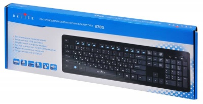 Клавиатура Оклик 870S черный USB беспроводная slim Multimedia (368218)
