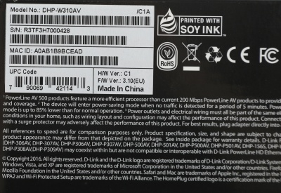 Сетевой адаптер Powerline D-Link DHP-W310AV Ethernet