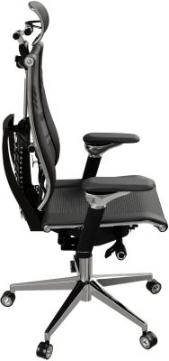 Кресло руководителя эргономичное Метта Yoga Spine Triumph B2 (Черный CC.50.15.13A) Infinity Easy Clean экокожа/сетка с подголов. крестов. алюминий хром