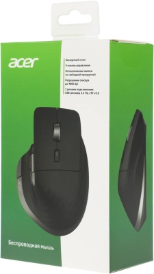 Мышь Acer OMR405 черный оптическая 4800dpi беспров. BT/Radio USB 9but (ZL.MCEEE.02V)