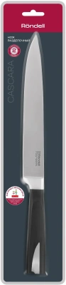 Нож кухонный Rondell Cascara RD-686 стальной разделочный лезв.200мм прямая заточка черный блистер