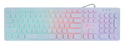 Клавиатура Оклик 420MRL белый USB slim Multimedia LED (1091227) кабель 1.5м