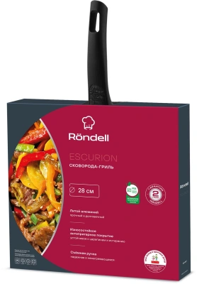 Сковорода-гриль Rondell Escurion RDA-869 квадратная 28см покрытие: Xylan Plus ручка съемная (без крышки) черный