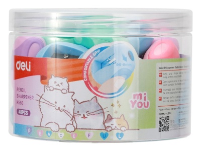 Точилка для карандашей ручная Deli MiYou EH550 1 отверстие пластик ассорти туба