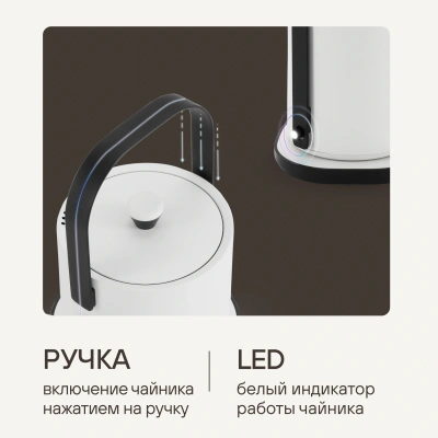 Чайник электрический Rondell RDE-WK818 0.6л. 800Вт белый/черный корпус: металл