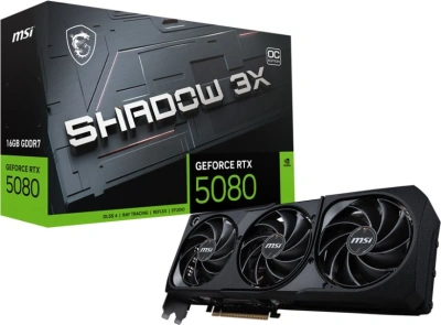 Видеокарта MSI PCI-E 5.0 RTX 5080 16G SHADOW 3X OC NVIDIA GeForce RTX 5080 16Gb 256bit GDDR7 2640/30000 HDMIx1 DPx3 HDCP Ret