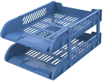 Лоток горизонтальный Deli E9212 BLUE сборный для бумаг 325x241x155мм синий пластик (упак.:2шт) пластиковый пакет