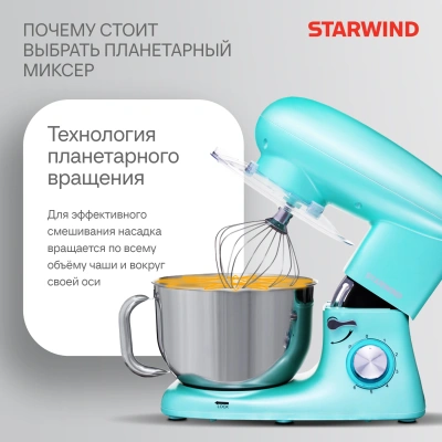 Миксер планетарный Starwind SPM7169 1900Вт бирюзовый