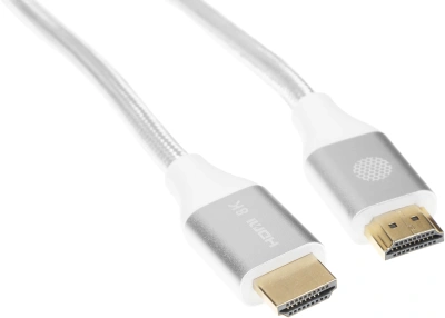Кабель аудио-видео Cactus CS-HDMI.2.1-1 HDMI (m)/HDMI (m) 1м. позолоч.конт. серебристый