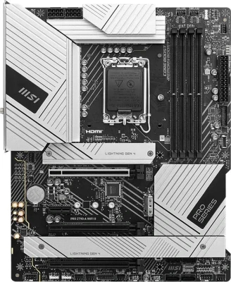 Материнская плата MSI PRO Z790-A WIFI II Soc-1700 Intel Z790 4xDDR5 ATX AC`97 8ch(7.1) 2.5Gg RAID+HDMI+DP