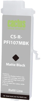 Картридж перезаправляемый струйный Cactus CS-R-PFI107MBK черный матовый (260мл) для Canon imageProGRAF iPF670/680/685/770/780/785 без чипа