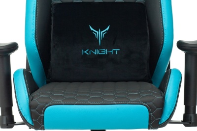 Кресло игровое Knight Neon черный/голубой соты экокожа с подголов. крестов. металл