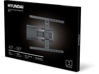 Кронштейн для телевизора Hyundai SL-F1 черный 43"-90" макс.50кг настенный поворотно-выдвижной и наклонный