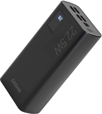 Мобильный аккумулятор Digma DGPF30A 30000mAh QC3.0/PD3.0 22.5W 3A 4xUSB-A/USB-C черный (DGPF30A22ABK)