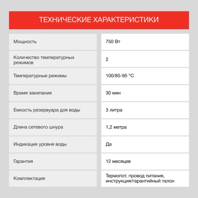 Термопот Starwind STP1131 3л. 750Вт белый