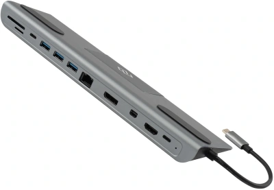 Стыковочная станция Digma DS-991 USB Type-C серый 1xHDMI 1xDP 1xminiDP 1xRJ-45 1xUSB Type-C 3xUSB 3.0