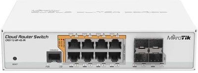 Коммутатор MikroTik CRS112-8P-4S-IN (L3) 8x1Гбит/с 4SFP 8PoE+ управляемый