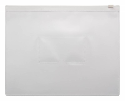 Папка на молнии Бюрократ -BPM5AWT A5 полипропилен 0.15мм карм.для визит. цвет молнии белый