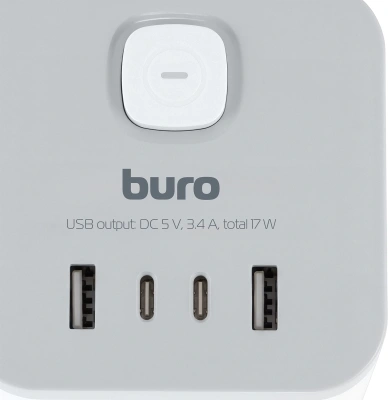 Сетевой разветвитель Buro BU-PW3UC-W (3 розетки) белый (коробка)