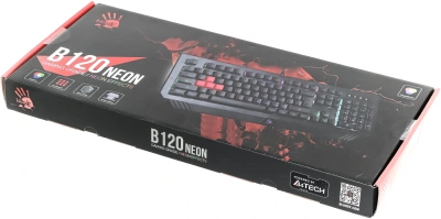 Клавиатура A4Tech B120N черный USB Multimedia for gamer LED (подставка для запястий) кабель 1.8м