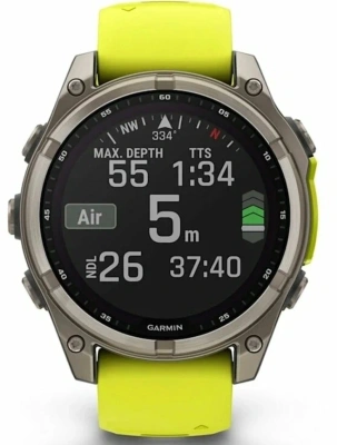 Смарт-часы Garmin Fenix 8 Solar 51мм 1.4" MIP корп.серебристый рем.желтый (010-02907-21)