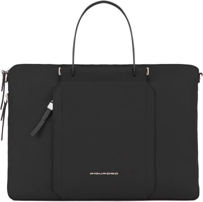 Деловая сумка женская Piquadro Circle CA4021W92/N с отделением для ноутбука 15.6" черная натур.кожа