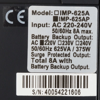 Источник бесперебойного питания Powercom Imperial IMP-625AP 375Вт 625ВА черный