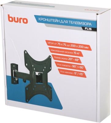 Кронштейн для телевизора Buro FL1S черный 20"-48" макс.15кг настенный поворот и наклон
