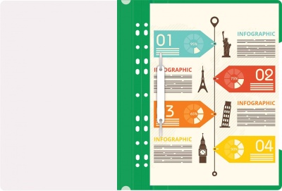 Папка-скоросшиватель Бюрократ PS-P20GRN A4 прозрач.верх.лист боков.перф. пластик зеленый 0.12/0.16