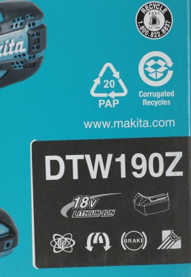 Гайковерт Makita DTW190Z аккум. патрон:квад.1/2"