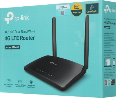 Роутер беспроводной TP-Link Archer MR402 AC1200 10/100BASE-TX/3G/4G черный