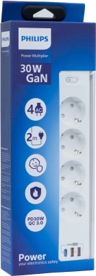 Сетевой фильтр Philips CHP8246WA/51 2м (4 розетки) белый (коробка)