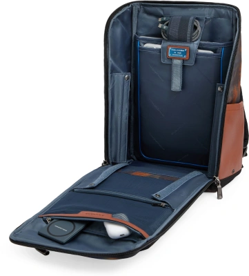 Рюкзак мужской Piquadro Oberon CA7278W150/CAMOCU коричневый/оранжевый нейлон/натур.кожа