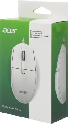 Мышь Acer OMW401 белый оптическая 2000dpi USB 4but (ZL.MCEEE.030)