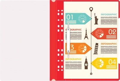 Папка-скоросшиватель Бюрократ PS-P20RED A4 прозрач.верх.лист боков.перф. пластик красный 0.12/0.16